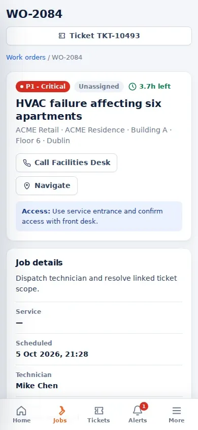 Technicians work from their phones