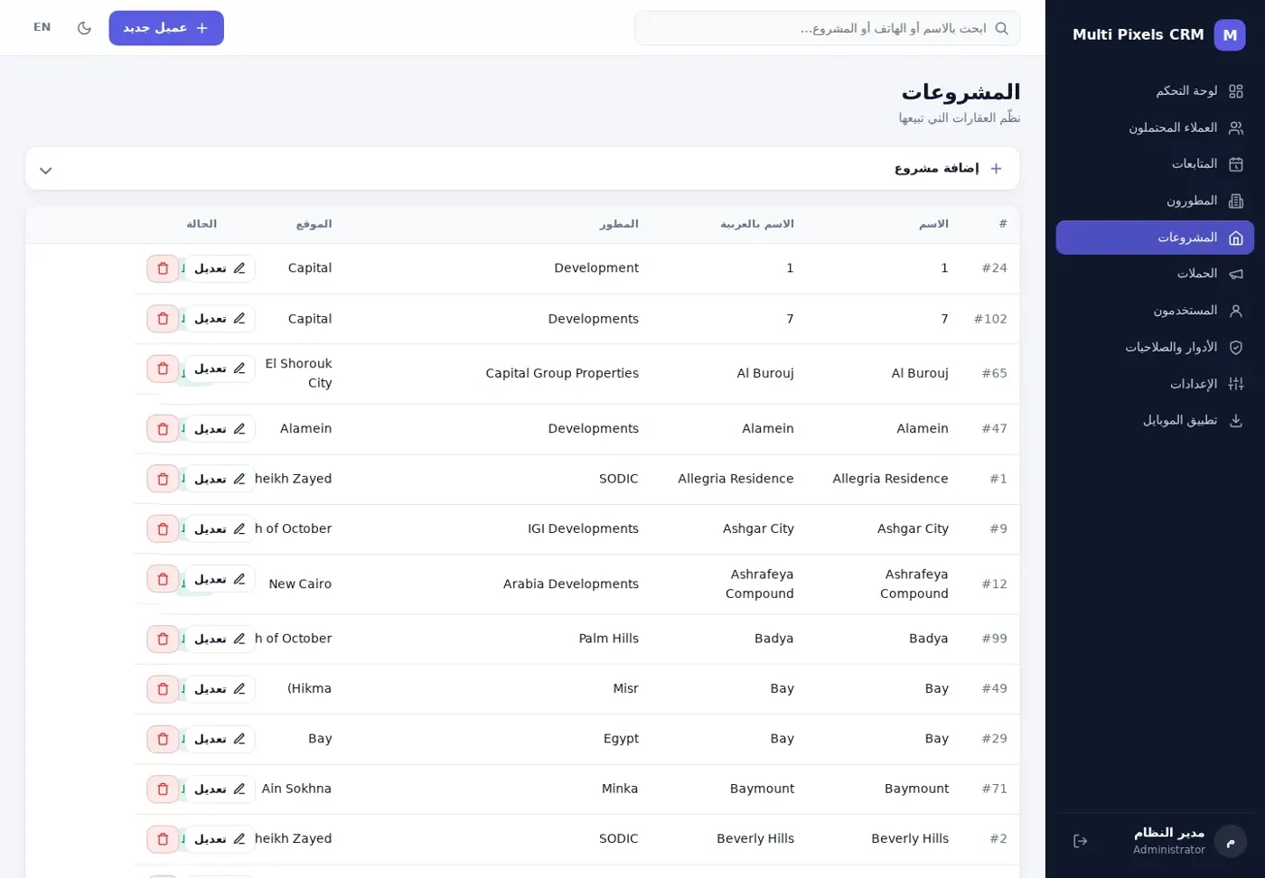 Real Estate CRM — Projects